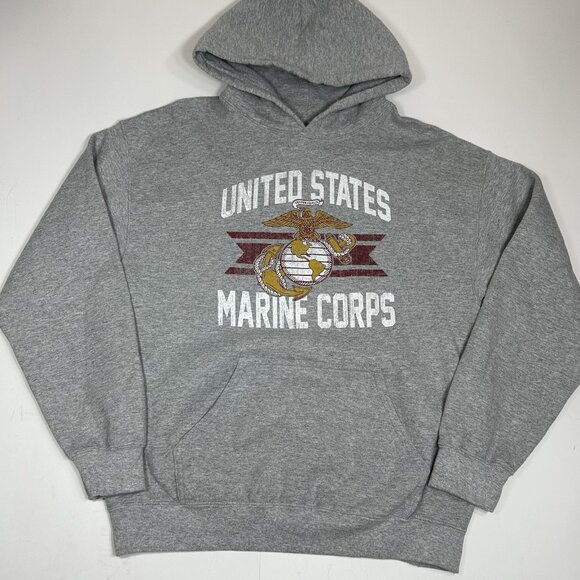 Gilden Other - United States Marine Corps Oxford Hoodie Military Vintage Emblem Adult Men M